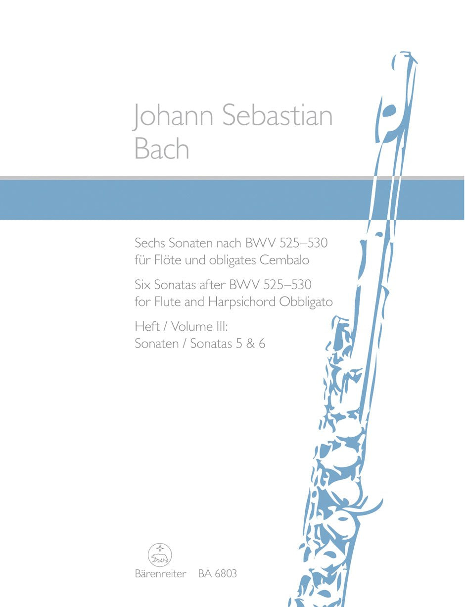 Sechs Sonaten nach BWV 525-530 für Flöte und obligates Cembalo. Heft III: Sonaten 5 und 6 Sheet Music