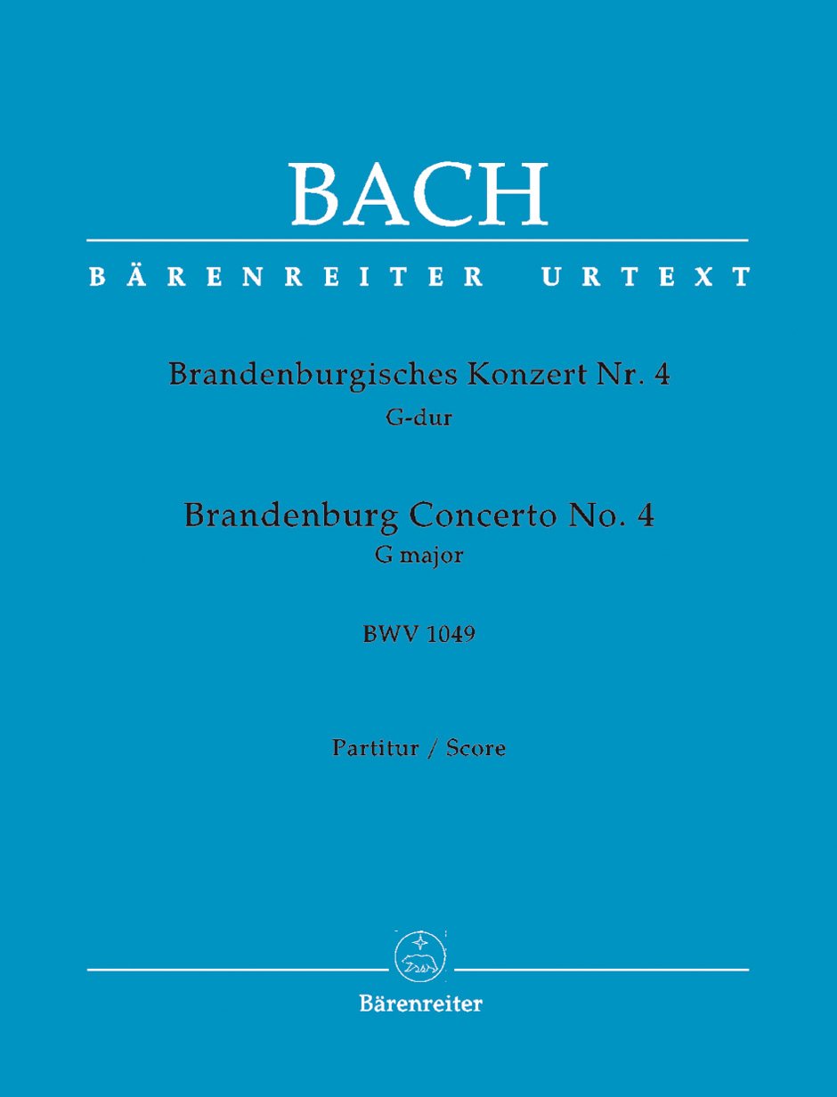 Brandenburgisches Konzert 4 G-Dur Bwv 1049. Altblockflöte, Violine, Streicher, Cembalo Sheet Music