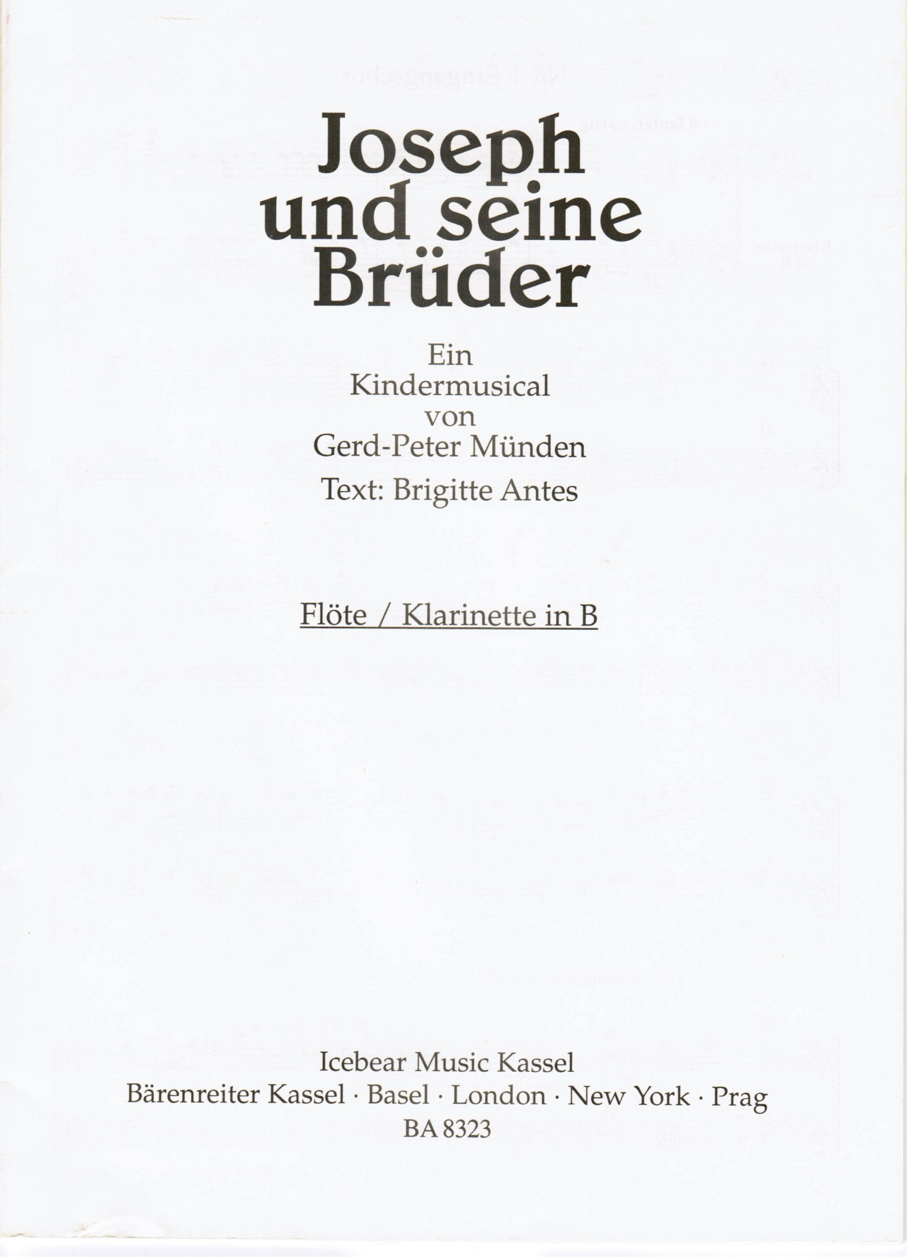 Joseph und seine Brüder : Kindermusical Flöte / Klarinette Sheet Music