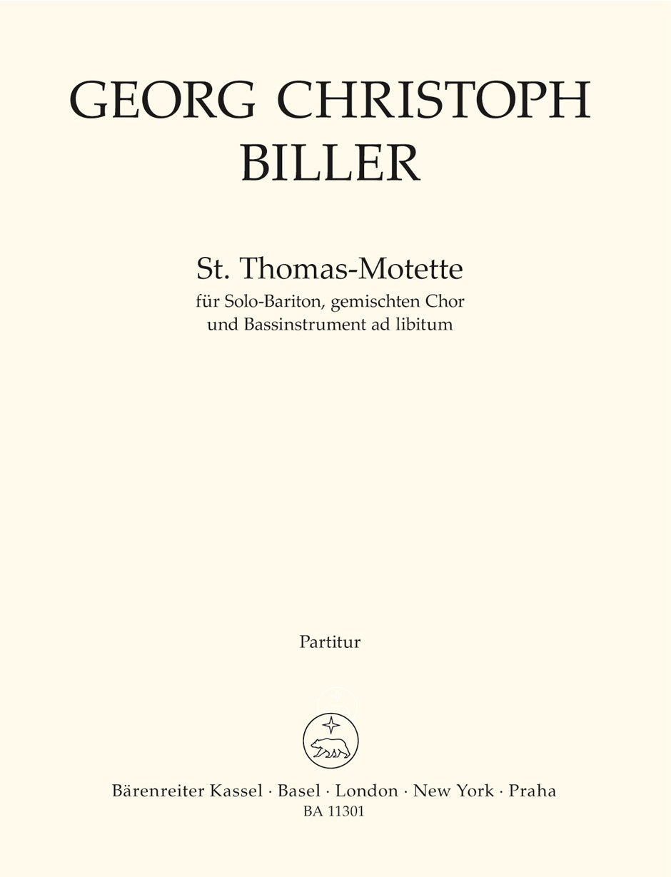 St. Thomas-Motette Für Solo-Bariton, Gemischten Chor Und Bassinstrument Ab Libitum. Chorpartitur Arts & Music