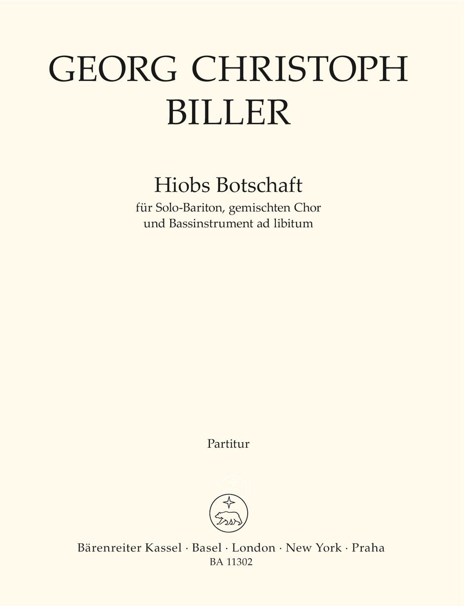 Hiobs Botschaft für Solo-Bariton, gemischten Chor und Bassinstrument ad libitum. Chorpartitur Arts & Music