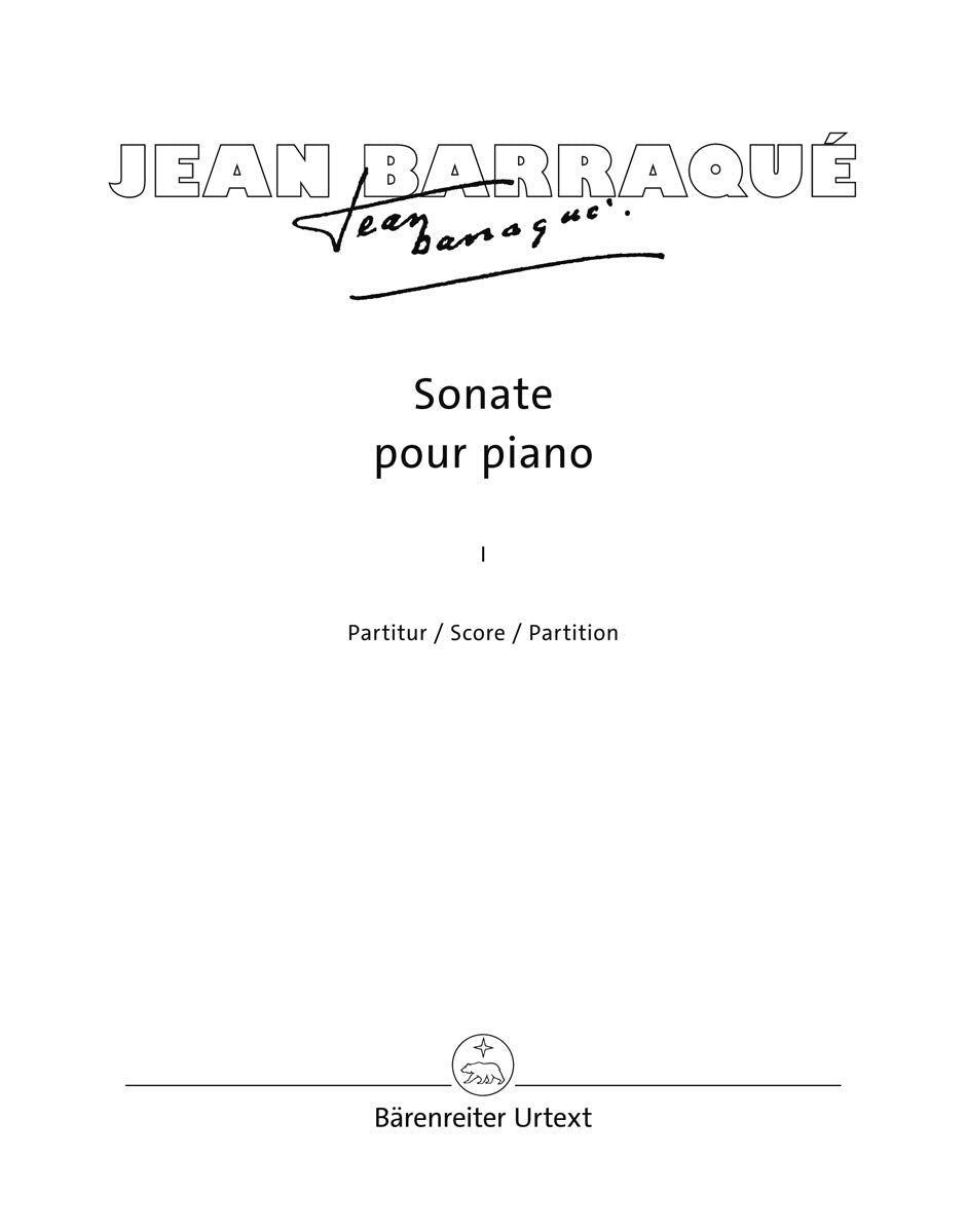 Sonate pour piano (19501952) (Band I und II). Spielpartitur, Kritischer Bericht, Urtextausgabe. BÄRENREITER URTEXT Books