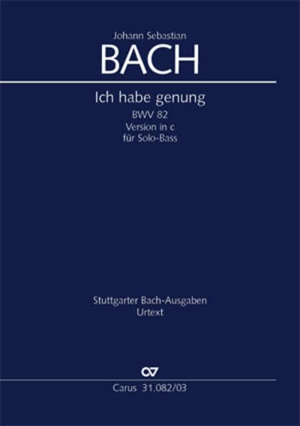 Ich habe genung (Klavierauszug): Kantate zum Fest Mariae Reinigung (1. Fassung in c) BWV 82, 1727 Sheet Music