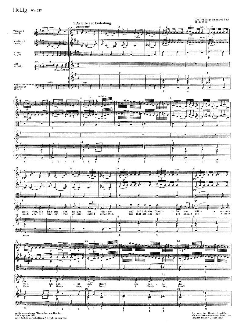 Bach: Heilig (Wq 217). Partitur Books