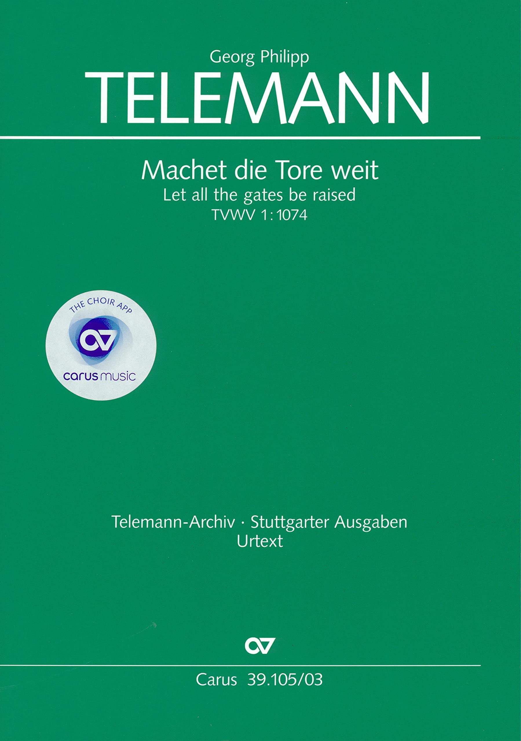 Machet die Tore weit (Klavierauszug): Kantate zum 1. Advent TVWV 1:1074 Sheet Music