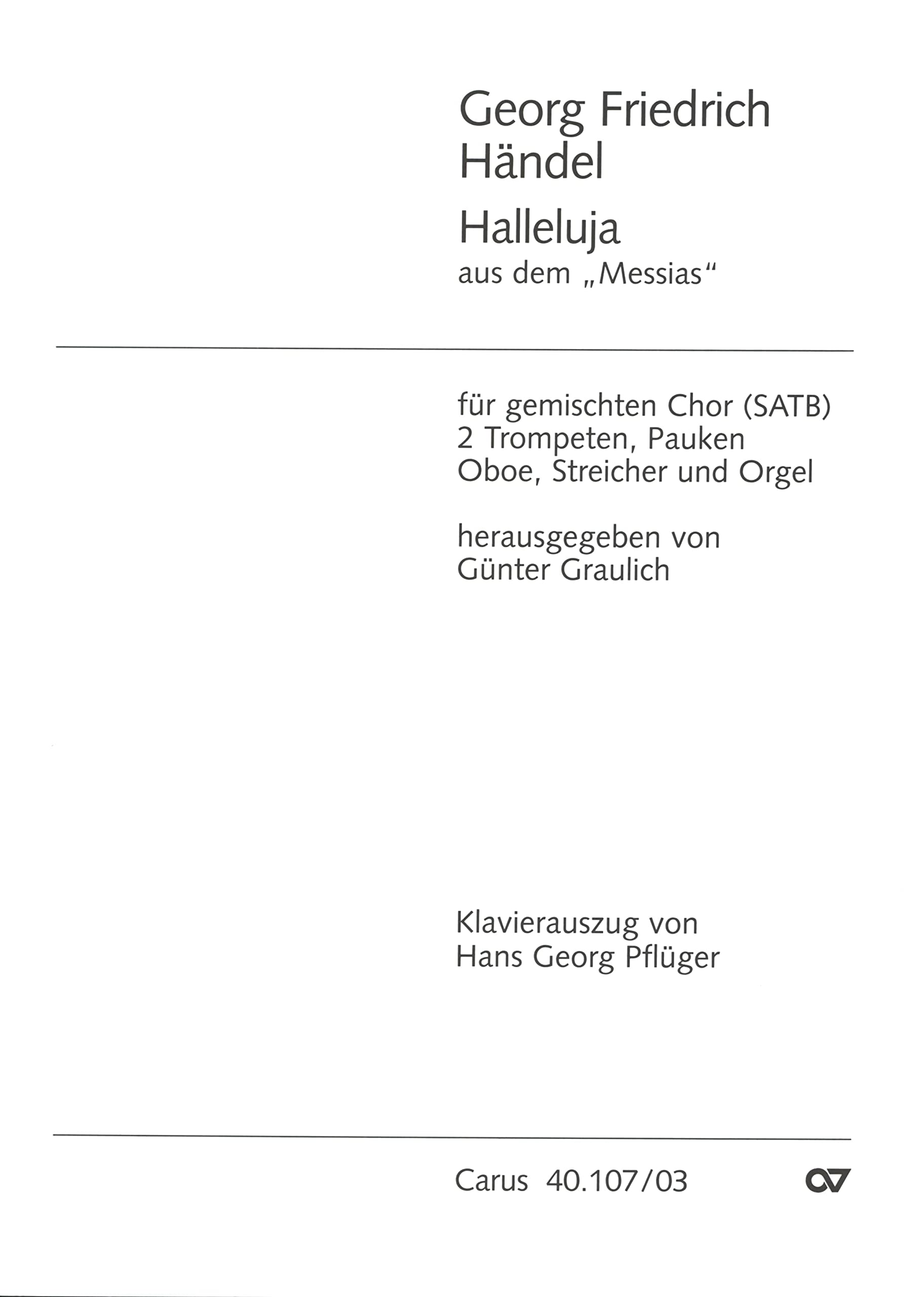 Halleluja (Klavierauszug): aus: Messiah Sheet Music