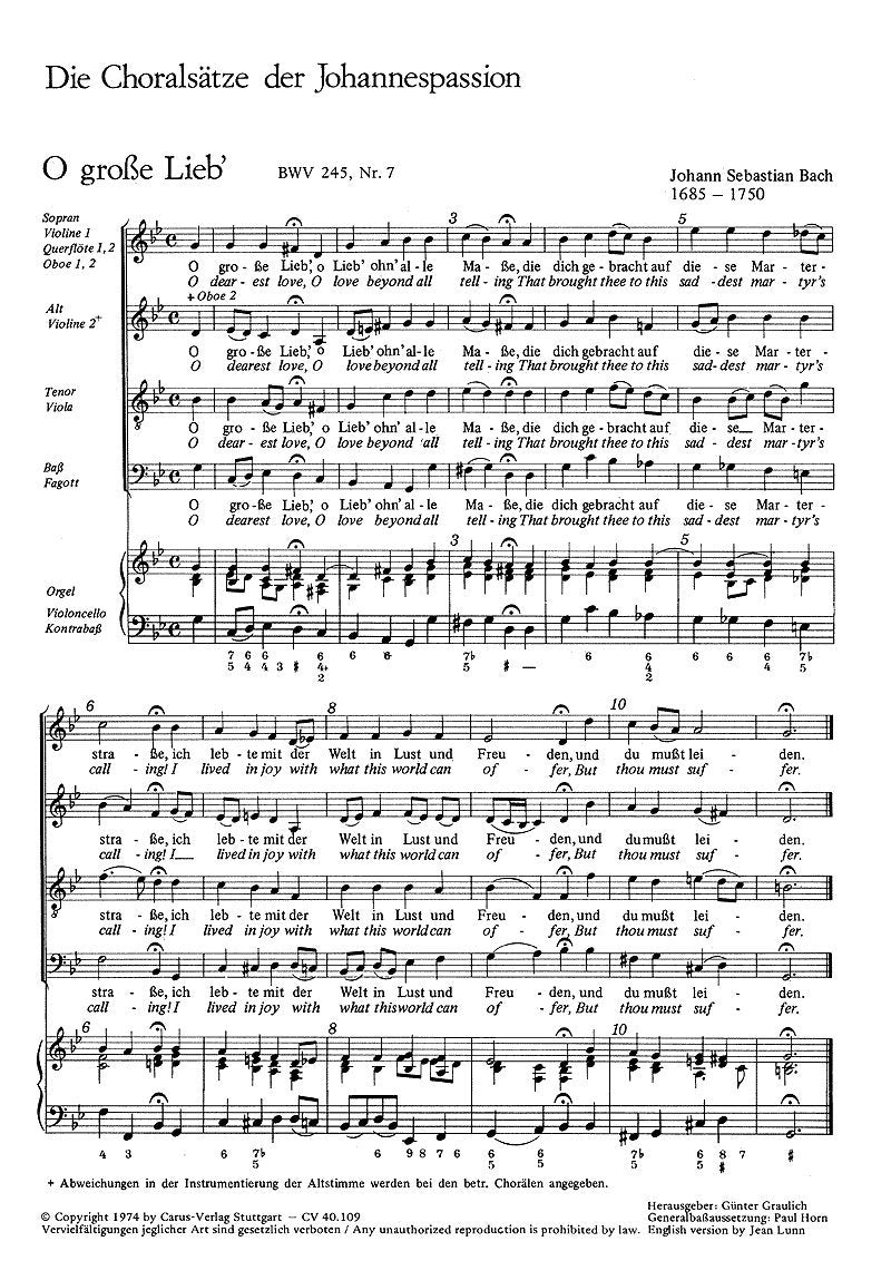 Bach: Die 11 Choralsätze der Johannespassion. Sammlung (20 St.) Books