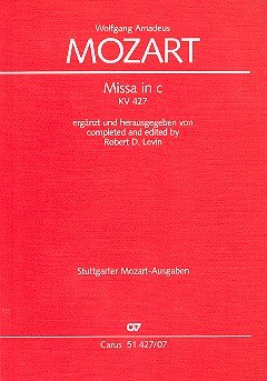 Missa c-Moll KV 427, Partitur: Studienpartitur. Soli SSTB, Chor SATB/SATB, Fl, 2 Ob, 2 Fg, 2 Cor, 2 Ctr, 3 Trb, Timp, 2 Vl, Va, Bc; Lateinisch Sheet Music
