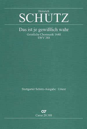 Schütz: Das ist je gewisslich wahr (SWV 388 (op. 11 no. 20)). Partitur Books