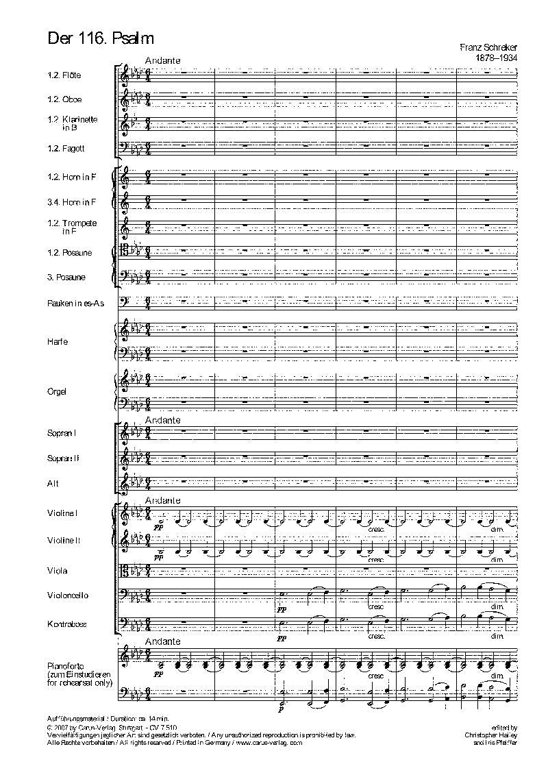 Schreker: Der 116. Psalm. Partitur Books