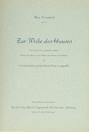 Tremmel: Zur Weihe des Hauses ( 19/1). Partitur Books