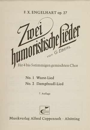 Eberl und Engelhart, 2 humoristische Lieder. Partitur Sheet Music