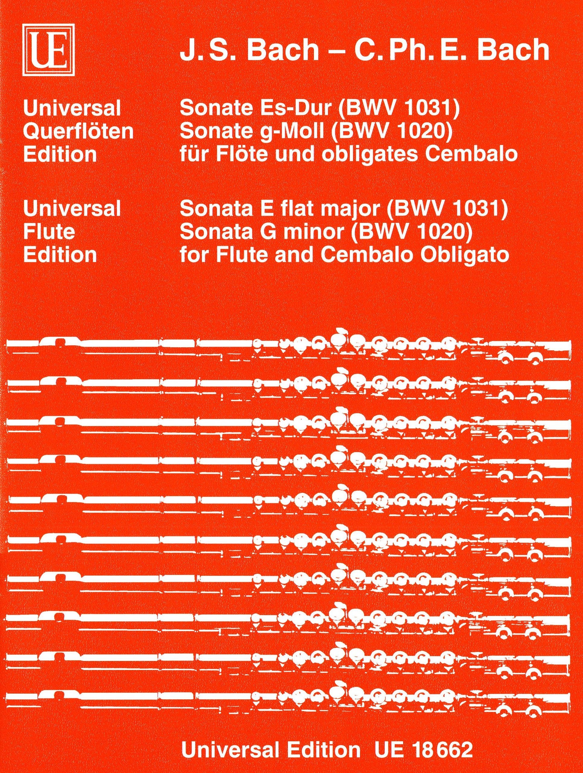 Universal Edition Bach: Sonata for flute and harpsichord obligato BWV 1020, 1031 Sheet Music