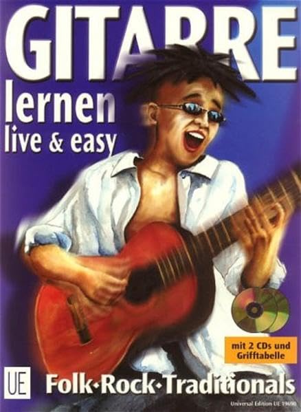 Gitarre live & easy, m. je 2 CDs, Bd.1, Songbegleitung: Der Gitarrenkurs von Anfang an. Folk. Rock. Traditionals Sheet Music