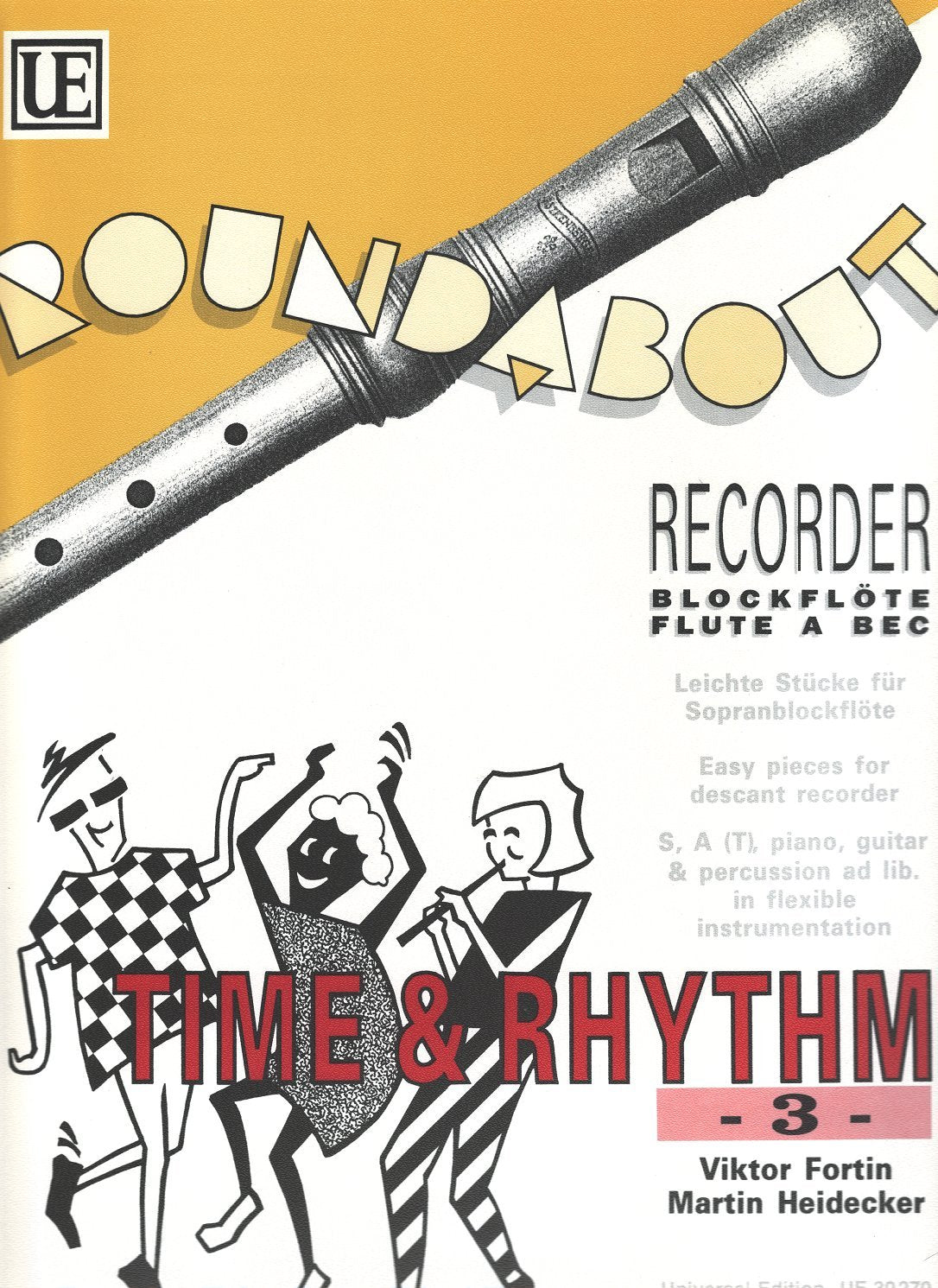 "Time & Rhythm" Band 3, zwölf leichte Stücke, Partitur für Sopranblockflöte (S/A) mit Klavier, Gitarre und Schlagzeug in flexibler Instrumentation Sheet Music