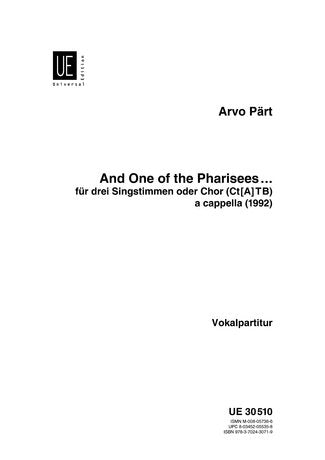 And One of the Pharisees: für 3 Stimmen (Chor) a cappella Books