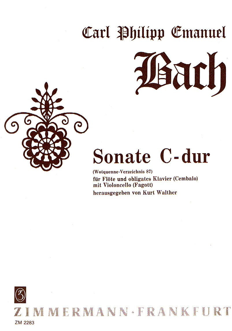Sonate C-Dur Wq 87 für Flöte und obl. Klavier (Cembalo) mit Violoncello (Fagott) Sheet Music