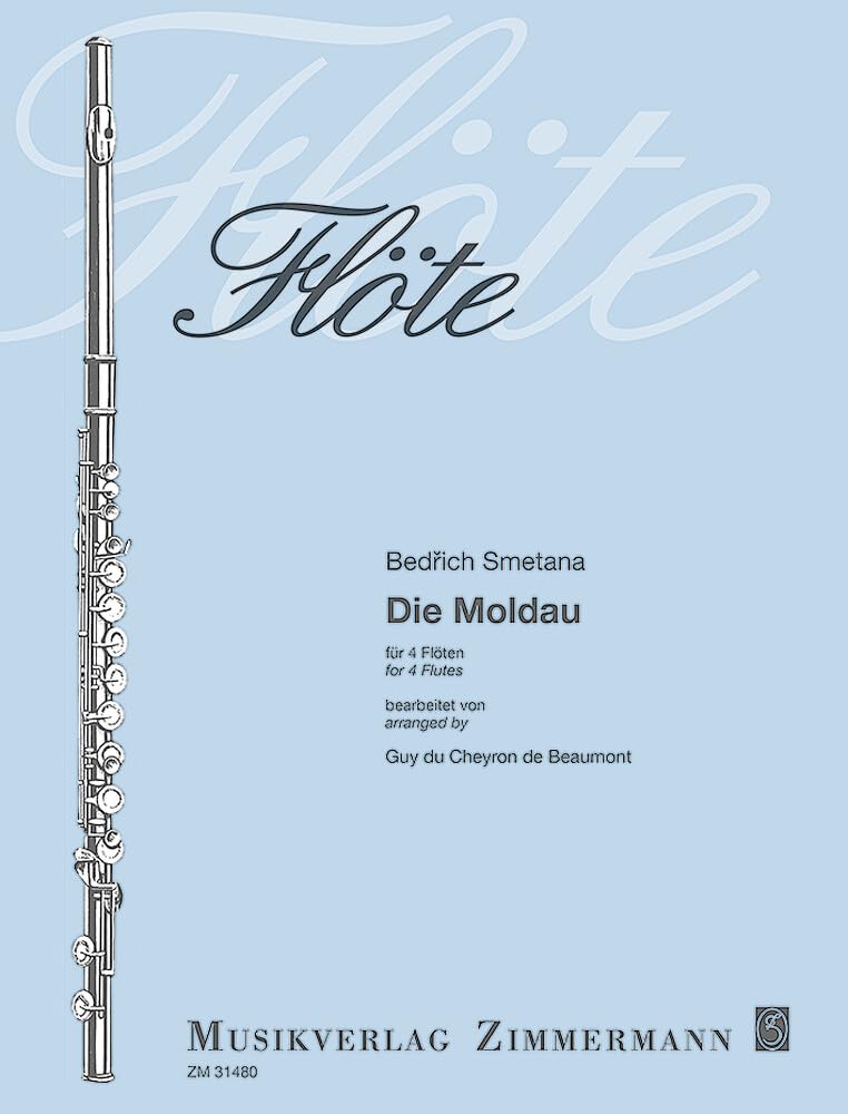 Die Moldau: 4 Flöten. Partitur und Stimmen. Sheet Music