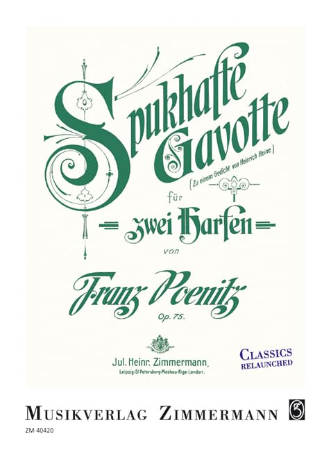 Spukhafte Gavotte op. 75: zu einem Gedicht von Heinrich Heine. op. 75. 2 harps. book