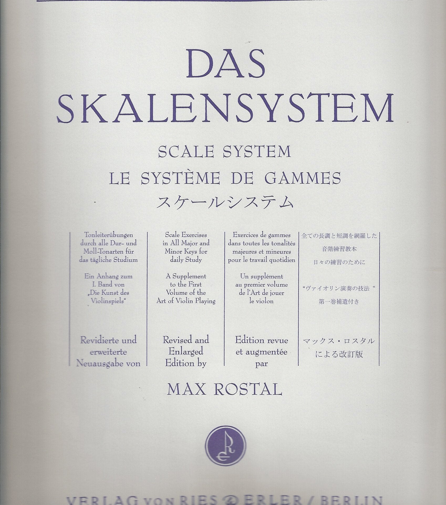 Ries und Erler FLESCH CARL - SCALE SYSTEM Tuition books & learning MATERIA Violine Books