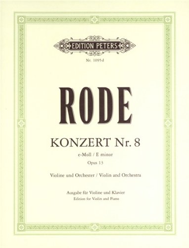 EDITION PETERS RODE - VIOLIN CONCERTO NO.8 IN E MINOR - VIOLIN Sheet Music