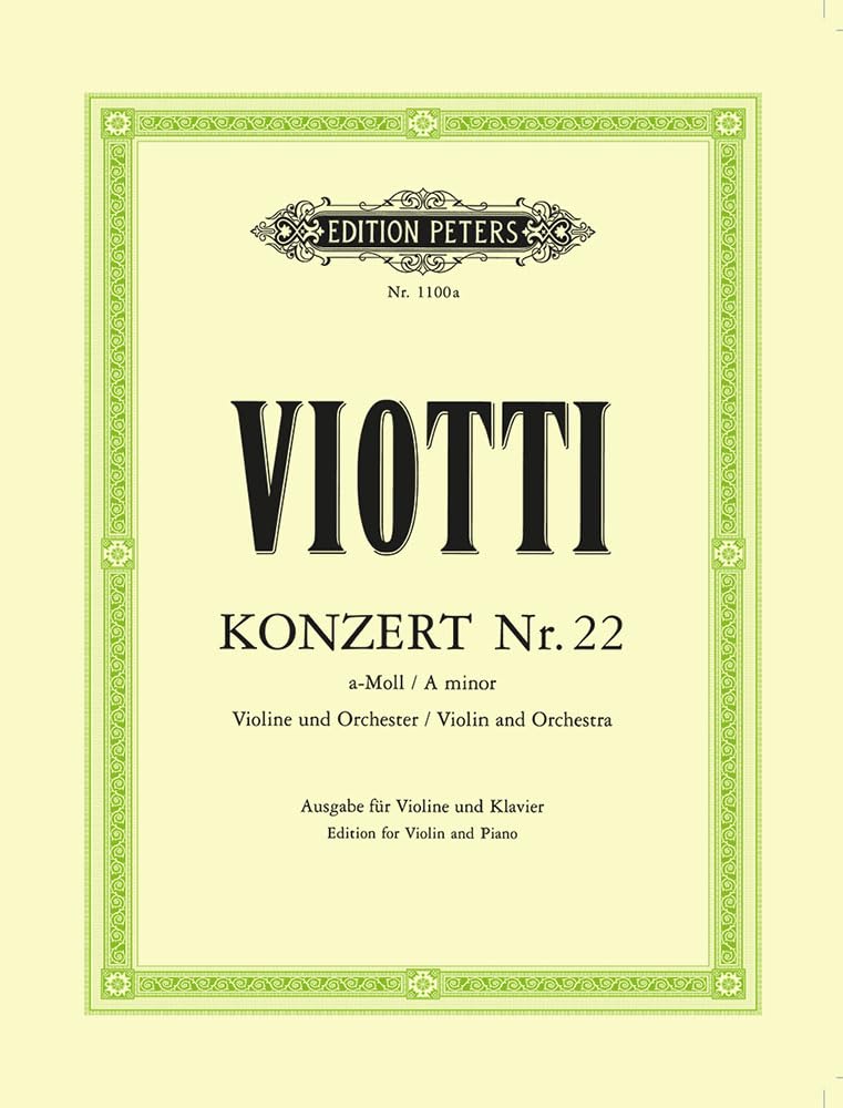 Violin Concerto No. 22 in a Minor Edition for Violin and Piano: Edition for Viola and Piano (Edition Peters) Sheet Music
