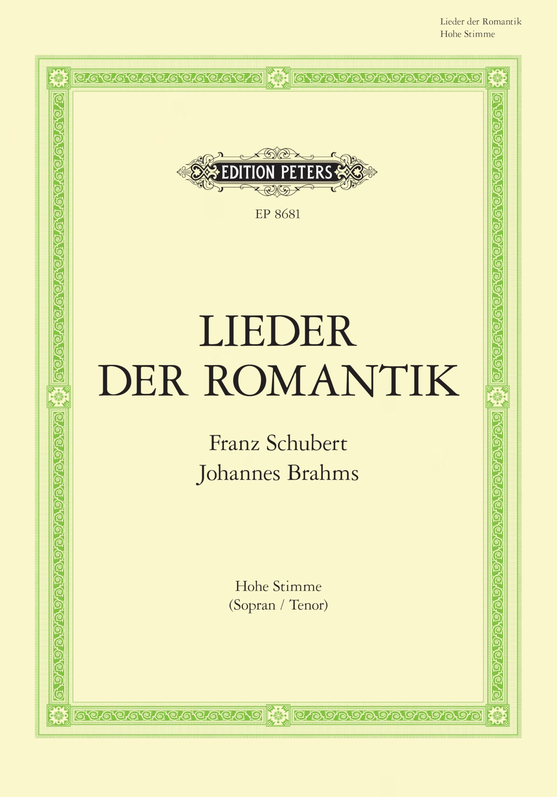Lieder der Romantik, hohe Stimme und Klavier: Sammelband Sheet Music