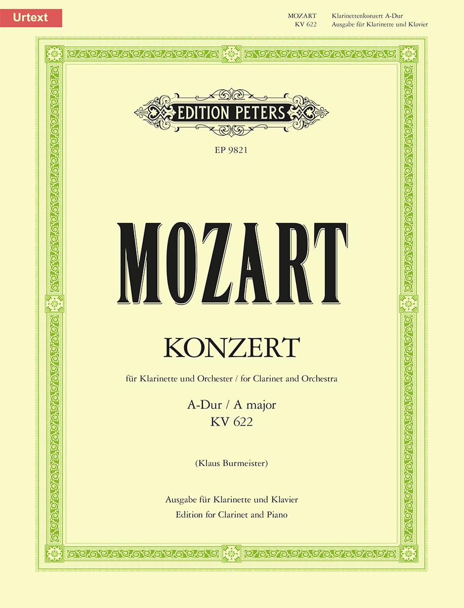 Clarinet Concerto in a K622 Edition for Clarinet and Piano: Edition for Clarinet and Piano (Edition Peters) Sheet Music