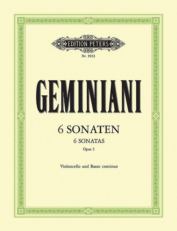 6 Sonatas for Cello and Continuo Op. 5: Continuo Realized for Harpsichord/Piano Continuo Cello Ad Lib (Edition Peters) Sheet Music