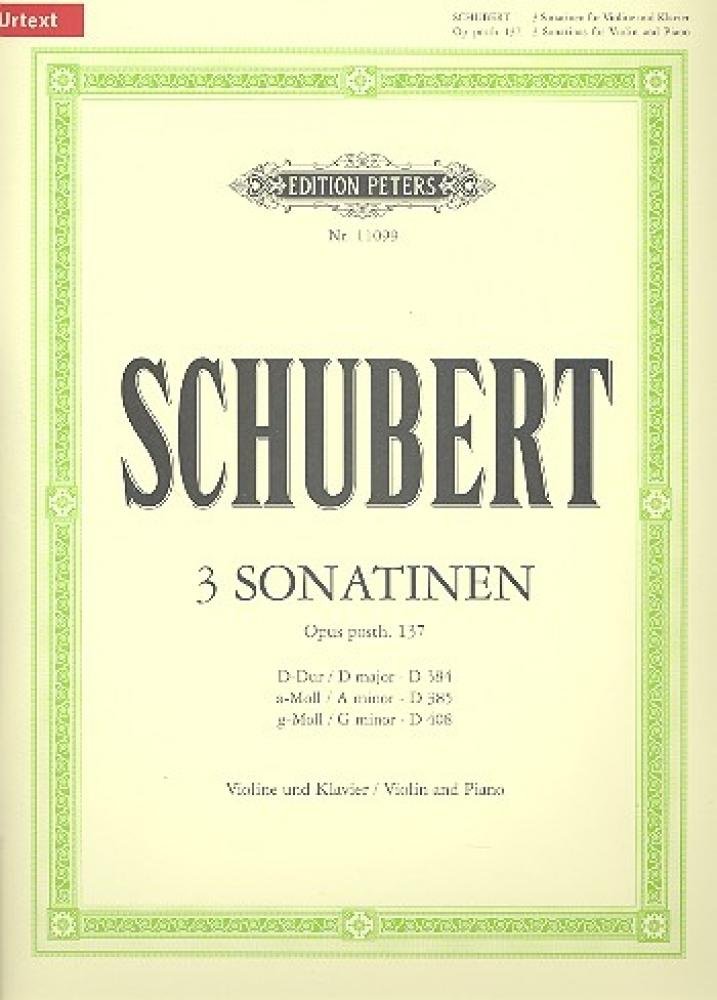 EDITION PETERS 3 Sonatinen op.posth.137 : für Violine und Klavier Sheet Music