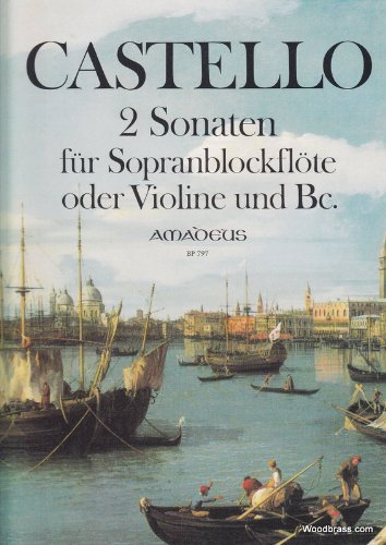 Amadeus Verlag Castello-2 Sonaten-S Recorder-Violin and Piano-BOOK Sheet Music