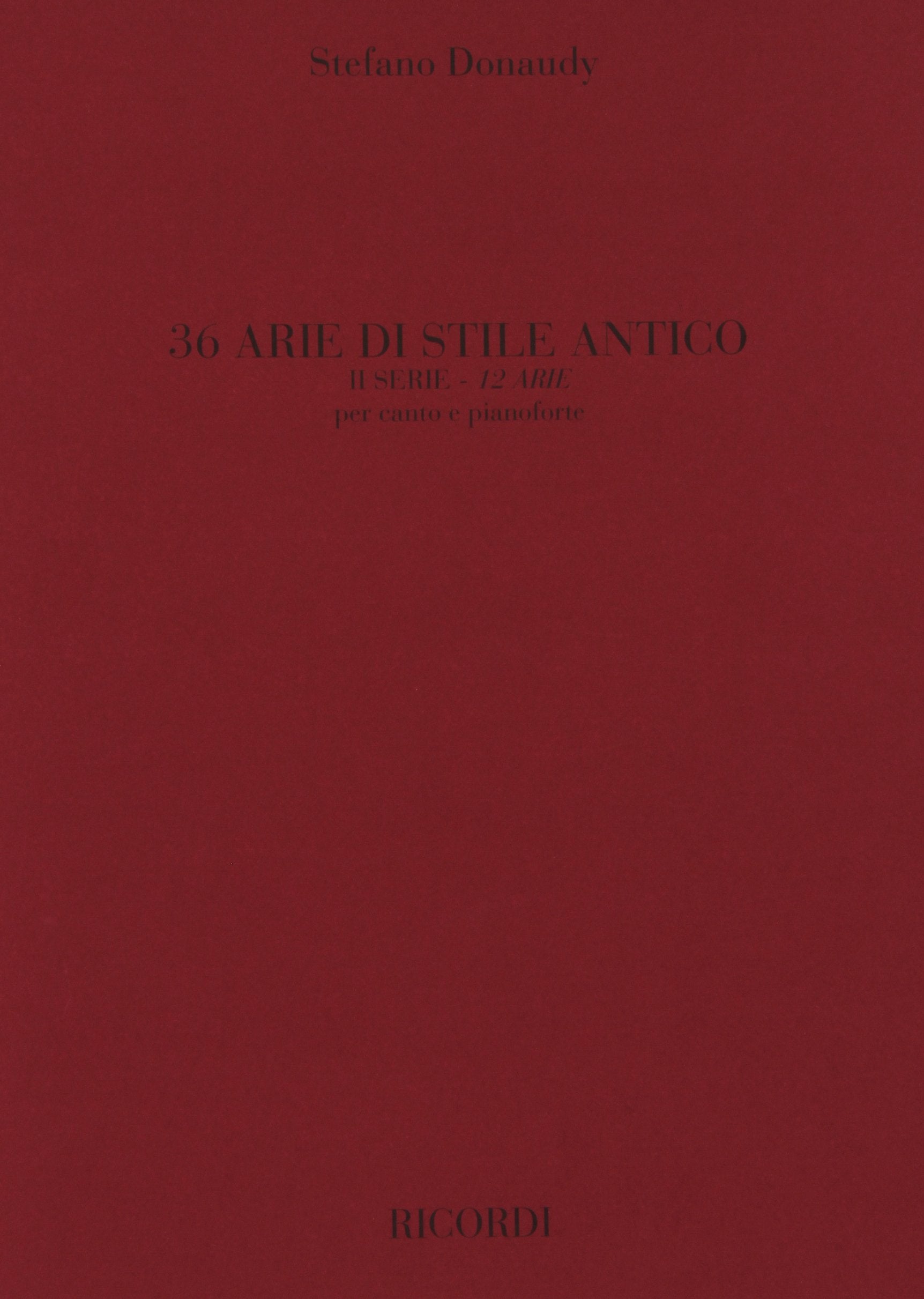36 Arie Di Stile Antico Ii Serie (CHANT) Books