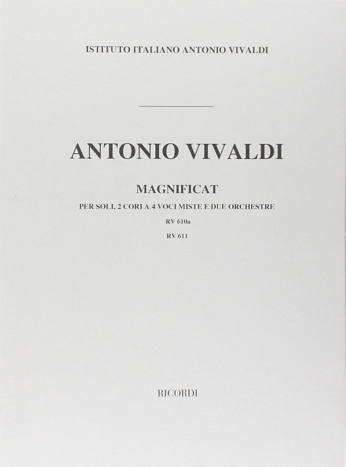 Magnificat Rv 610A - 611 - Ed. G. F. Malipiero Books