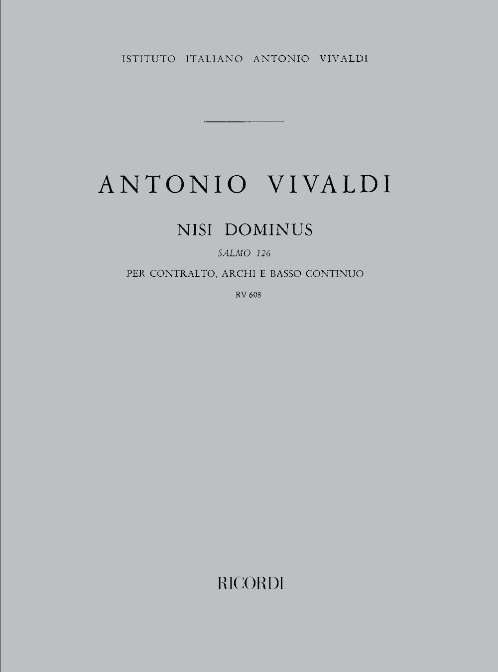 Nisi Dominus. Salmo 126, Rv 608 book