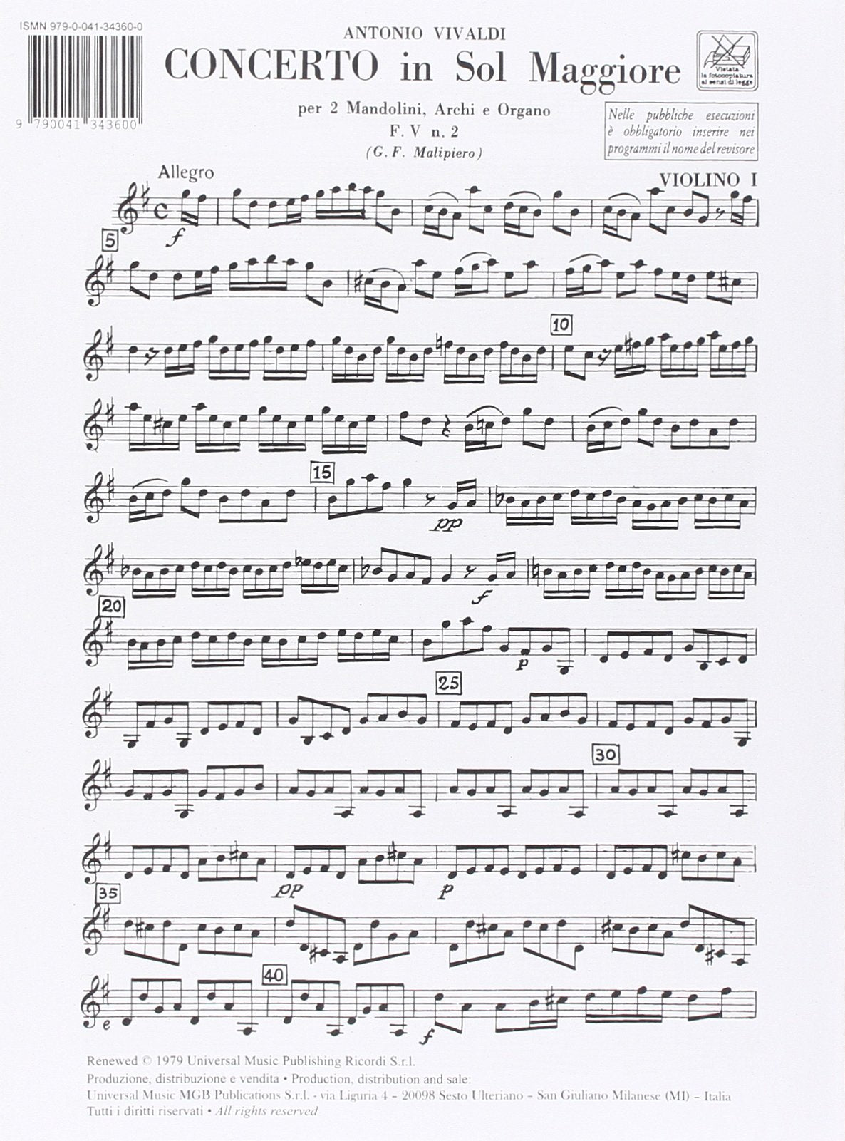 Concerti Per Mandolino, Archi E B.C.: book