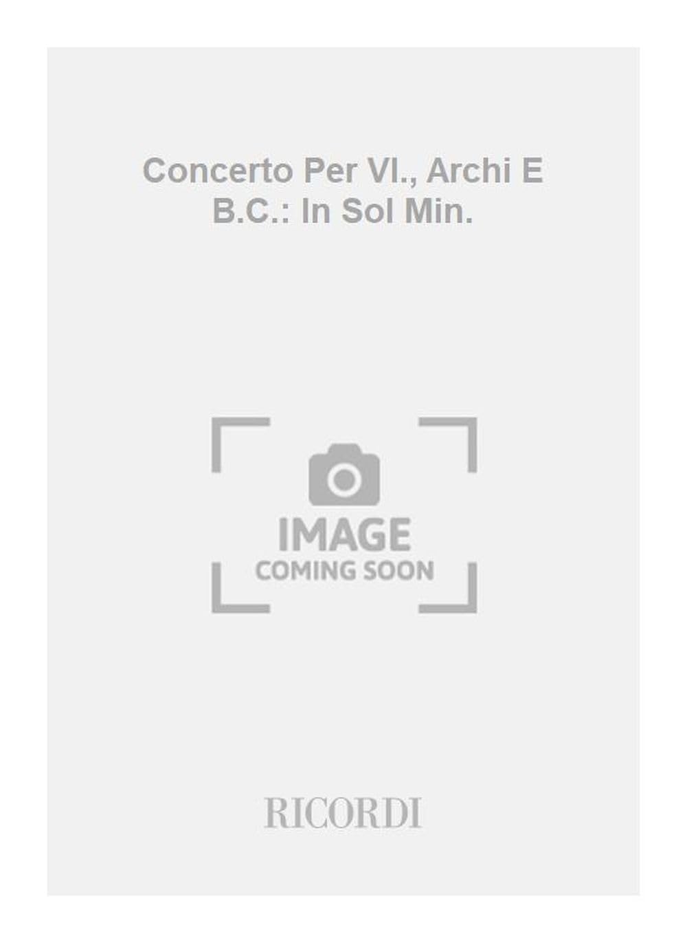 Concerti Per Vl., Archi E B.C.: In Sol Min. book