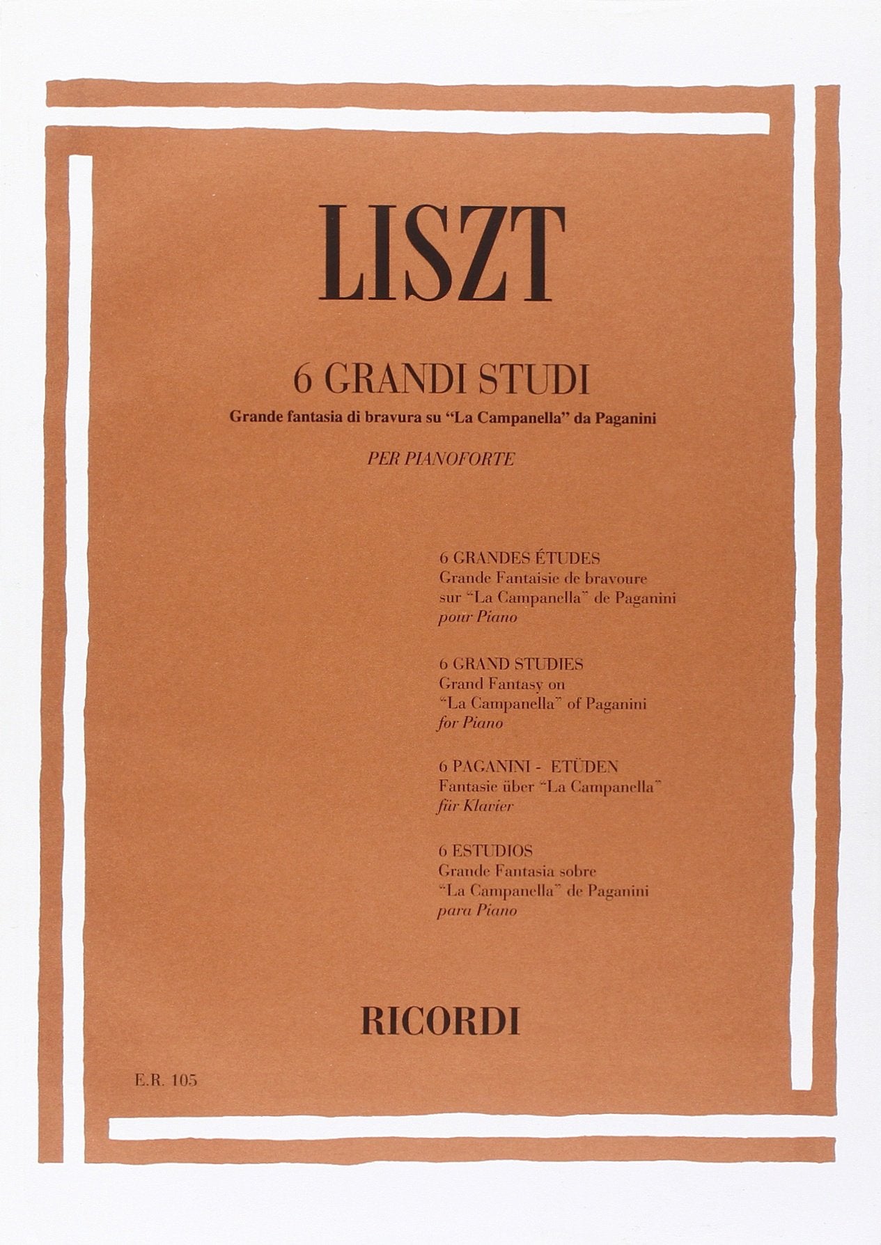 6 Grandi Studi Da Paganini E Grande Fantasia Di (PIANO) Books