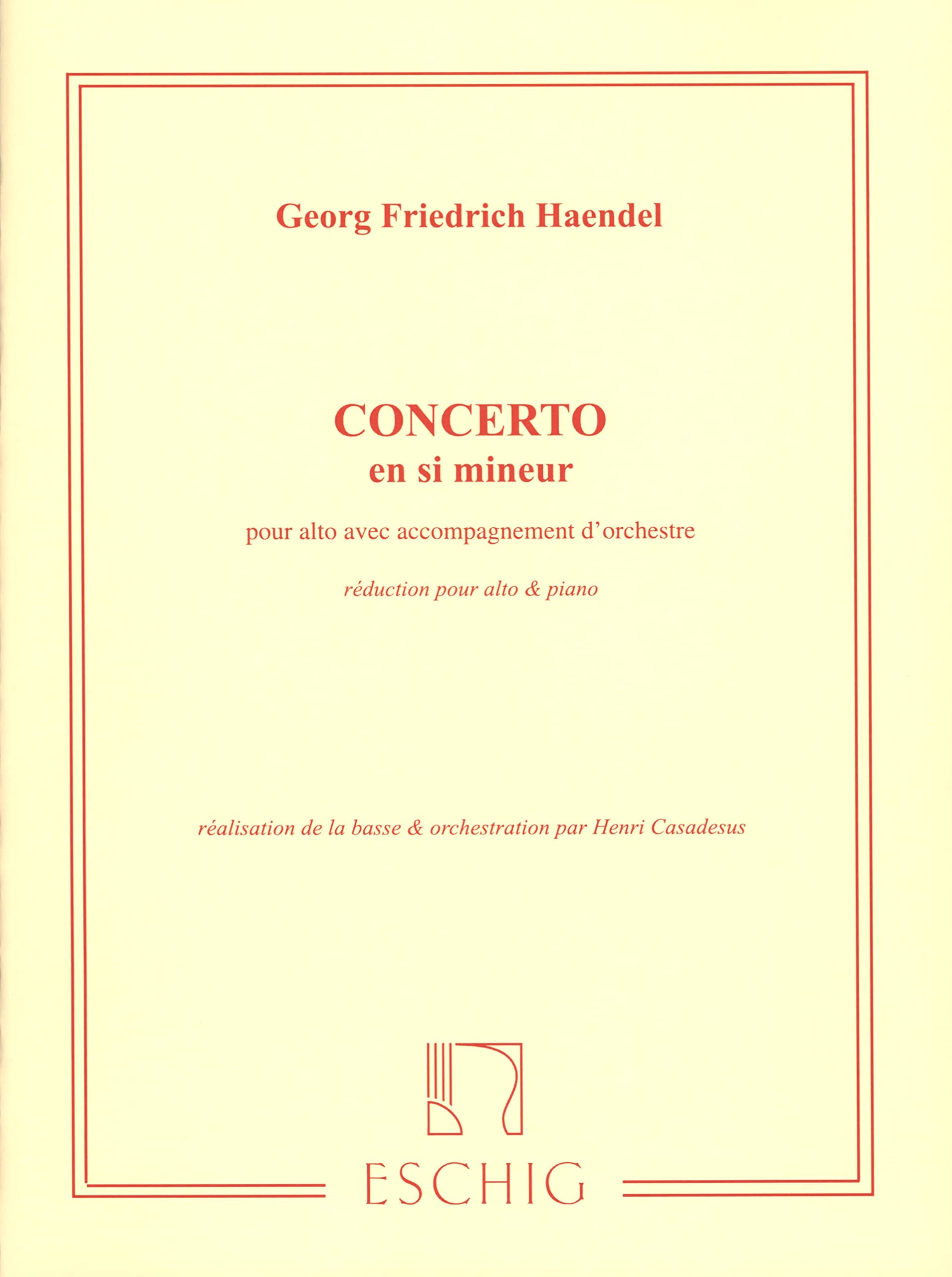 HAENDEL - Concierto en Si menor para Viola y Piano (Casadesus) Sheet Music