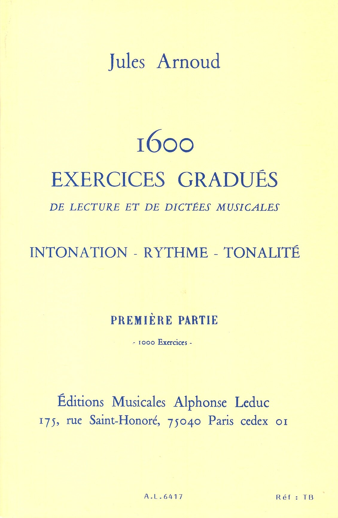 1600 EXERCICES GRADUES DE LECT ET DICTEES/VOL 1:1000 EXERCICES(VERSION FRANCAISE) Sheet Music