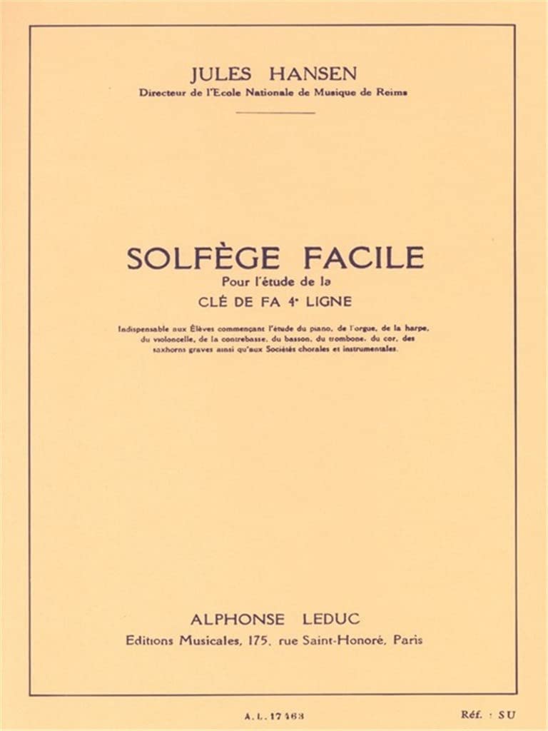 SOLFEGE FACILE POUR L'ETUDE DE LA CLE DE FA 4EME LIGNE Arts & Music