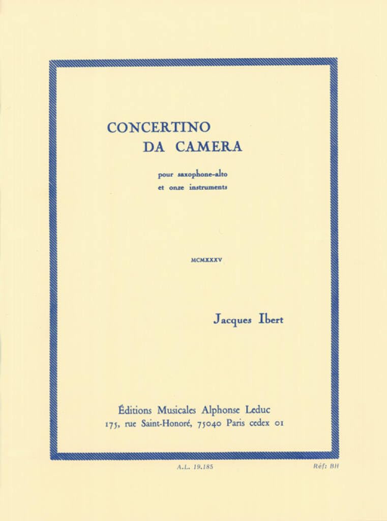 Concertino Da Camera. Altsaxophon mit Begleitung. Buch und Einzelstimme(n) Sheet Music