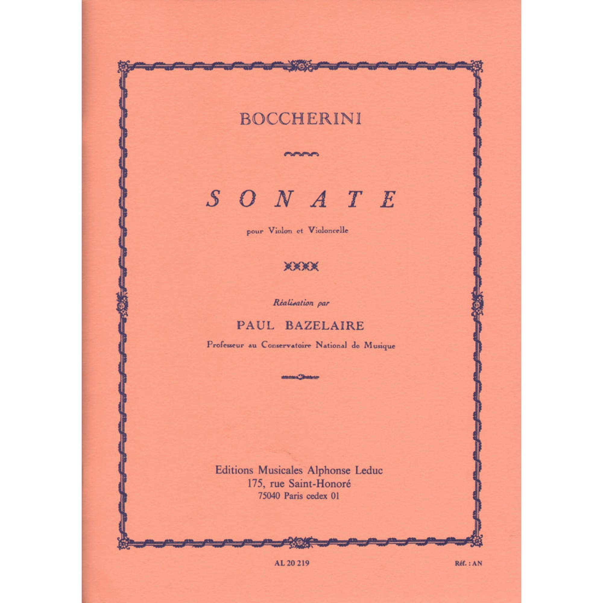 Luigi Boccherini: Sonata For Violin And Cello (Bazelaire). Für Violine, Cello Music