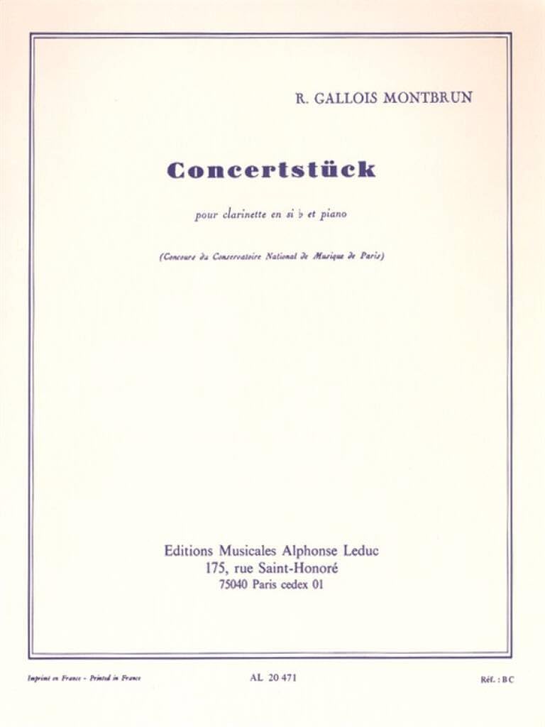 CONCERTSTUCK CLARINETTE ET PIANO book