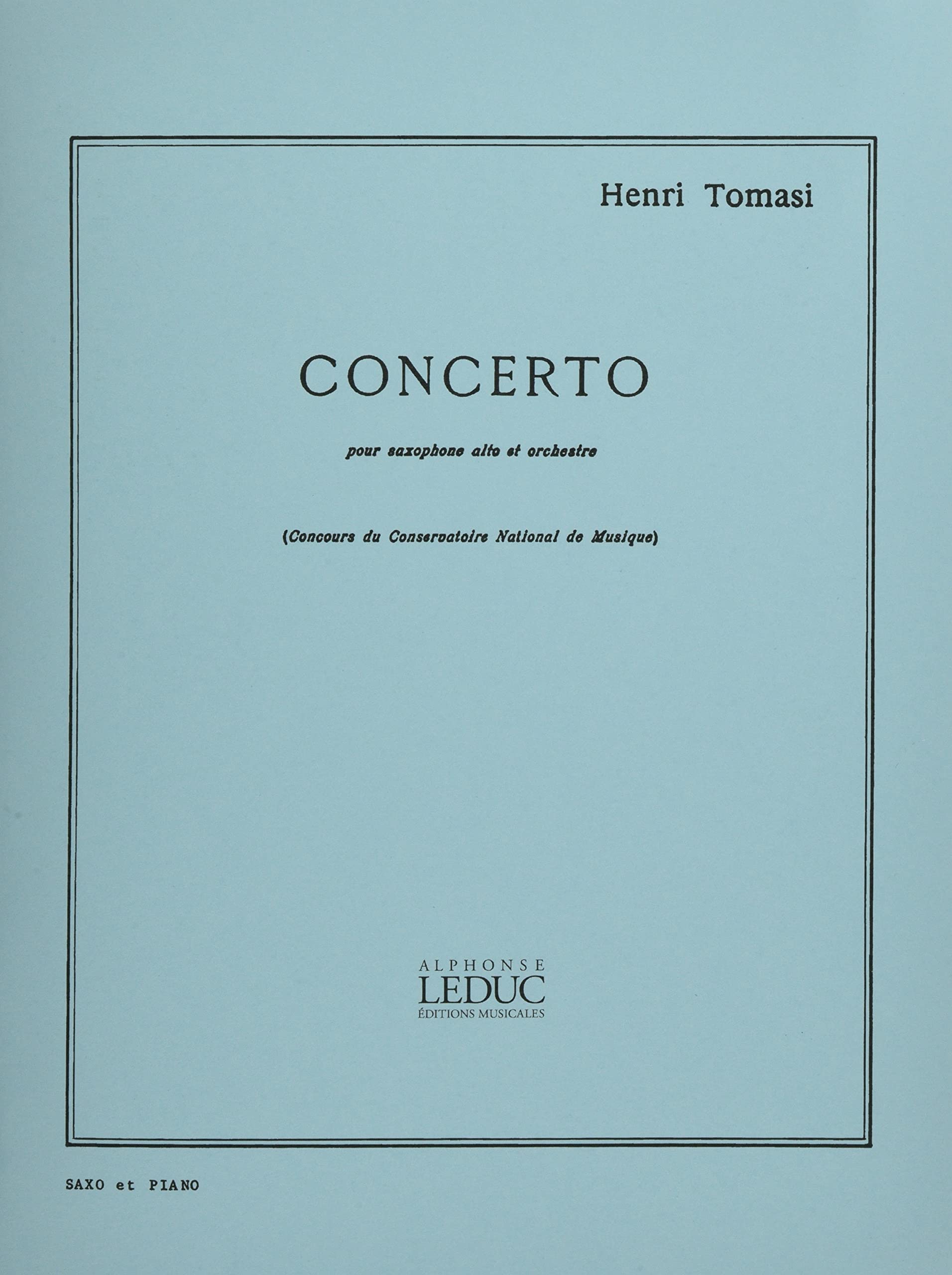 Concerto pour saxophone alto et orchestre. Klavierauszug Sheet Music