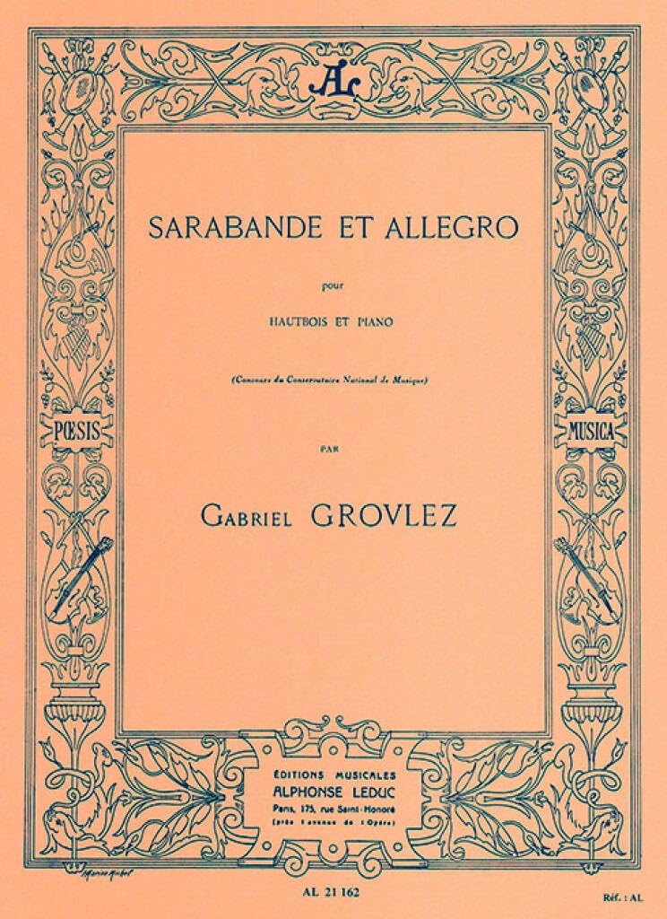 SARABANDE ET ALLEGRO HAUTBOIS ET PIANO Sheet Music
