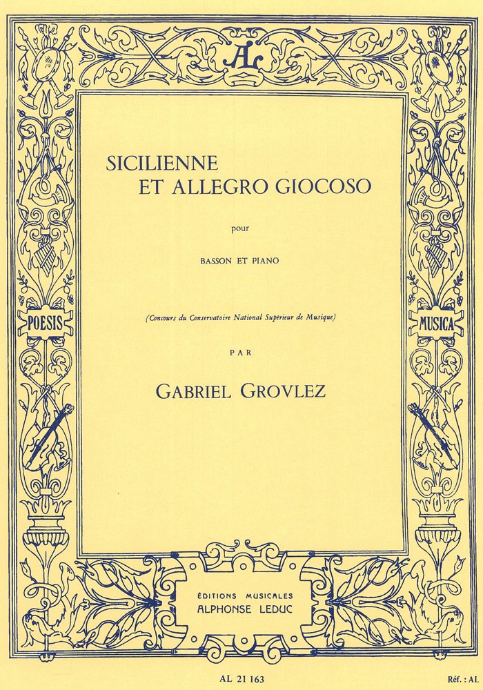 SICILIENNE ET ALLEGRO GIOCOSO BASSON ET PIANO Sheet Music