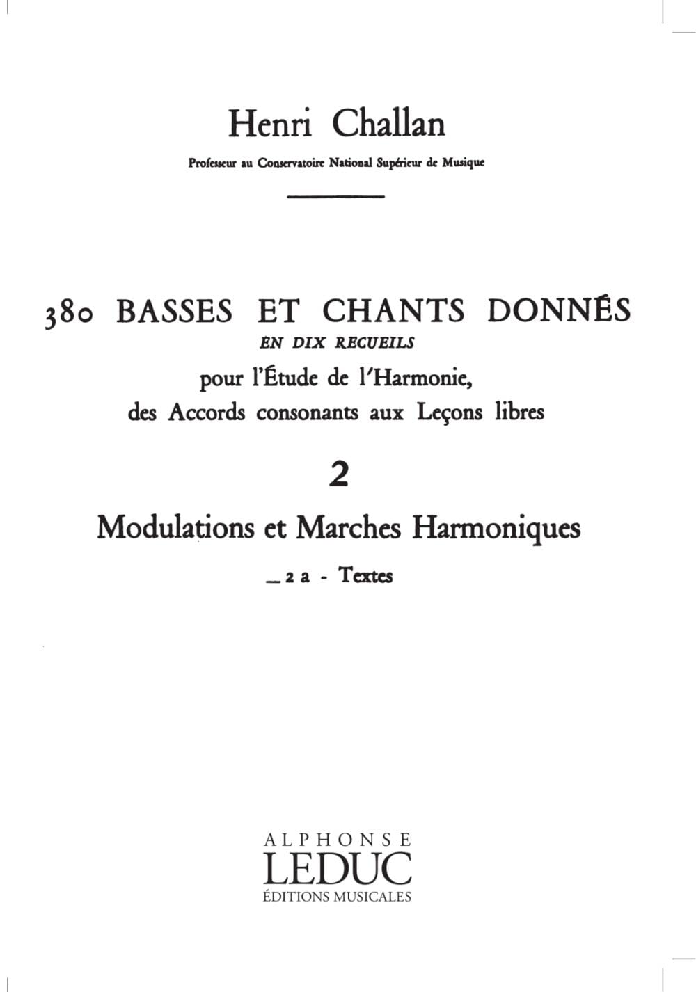 380 Basses et Chants Donnés Vol. 2A. Gesang Solo. Sheet Music