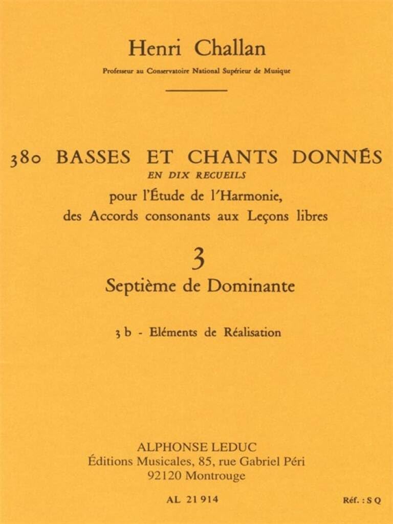 380 BASSES ET CHANTS DONNES VOL.03:SEPTIEME DOMINANTE 3B REALISATION Sheet Music