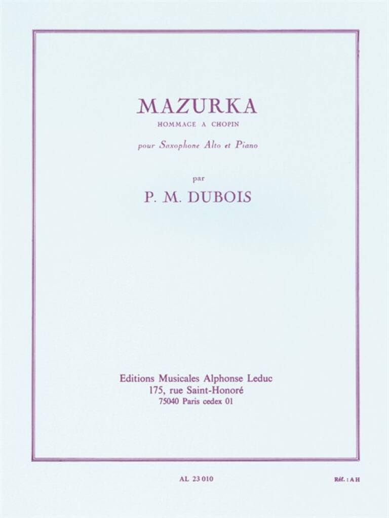 MAZURKA SAXOPHONE MIB ET PIANO Sheet Music