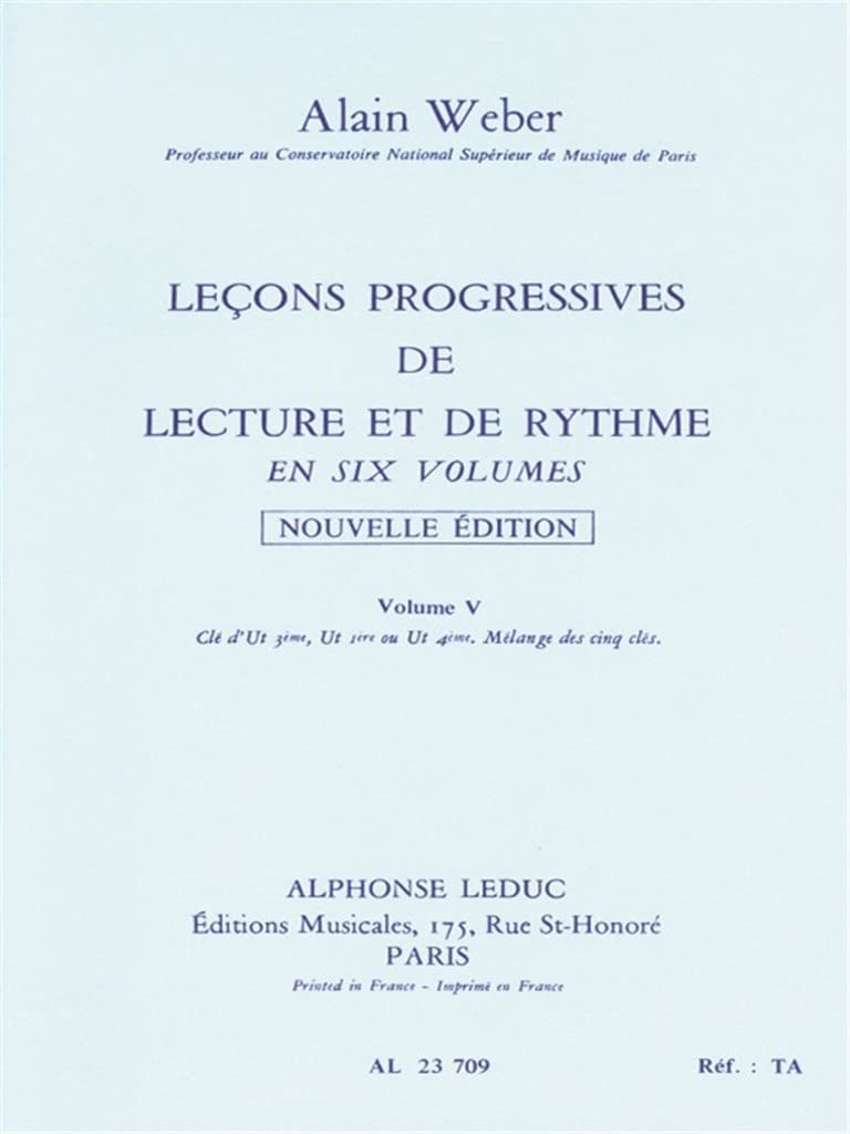 LECONS PROGR.LECTURE ET RYTHME VOL 5:UT 3EME 1ERE 4EME OU MEL.5 CLES S/ACCT Sheet Music